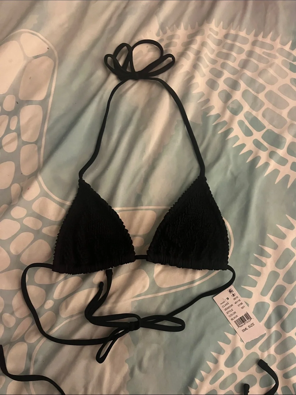 PacSun Black Textured Tie-Side Triangle Bikini